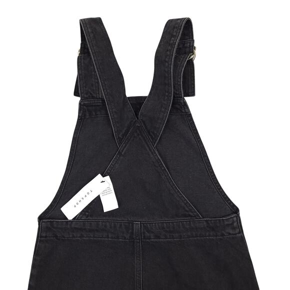 TOPSHOP Moto Washed Black Denim Jumper/Overall Midi Dress Sz 0 Grunge NWT - Picture 8 of 13